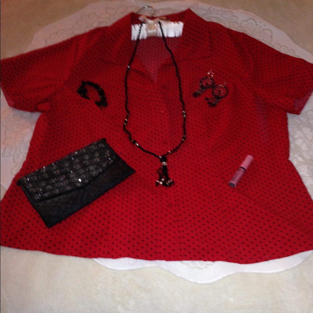 PLUS VINTAGE POLKA DOTS BLOUSE